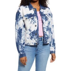 BP. NEW $55 Bleach Overdye Denim Jean Jacket Blue Bleach Washed Small